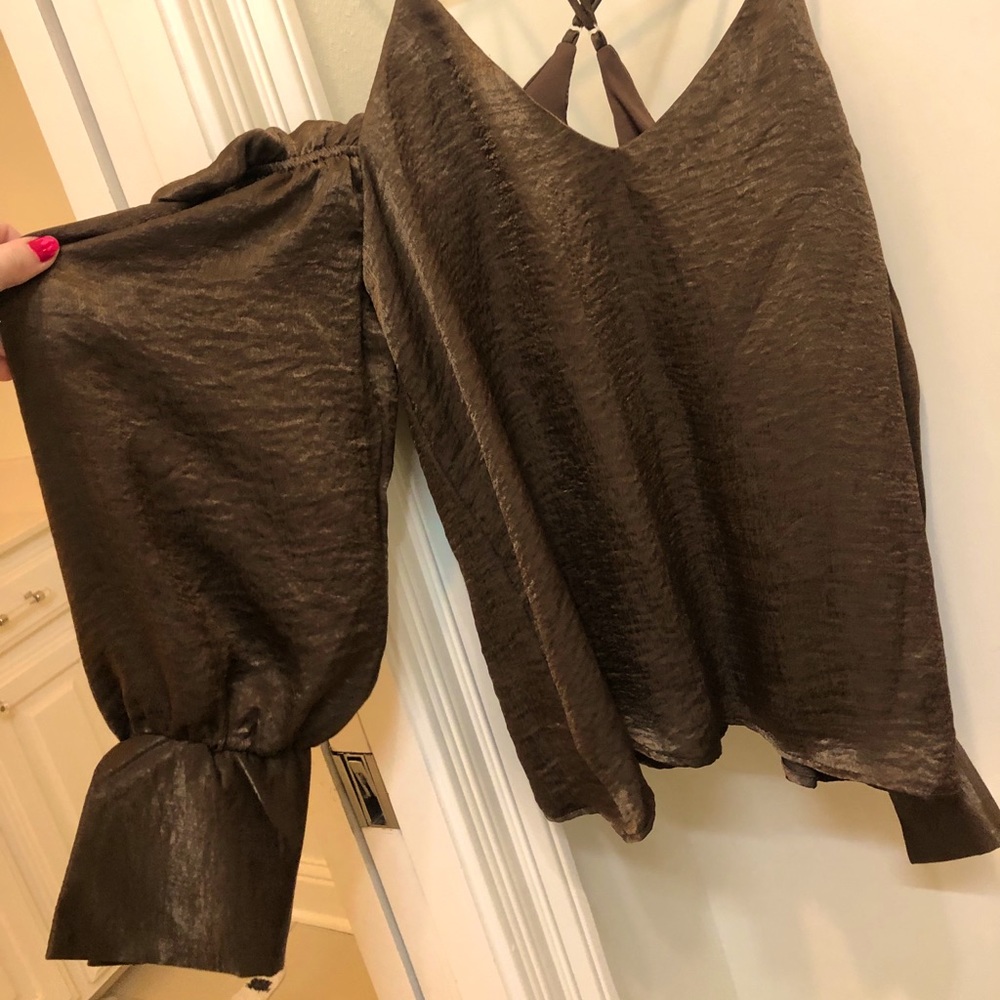 NWT Silky brown off the shoulder top